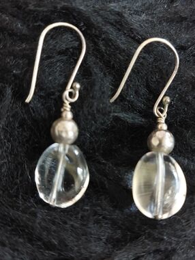 Artisan Crystal Glass & Sterling Silver Drop Earrings